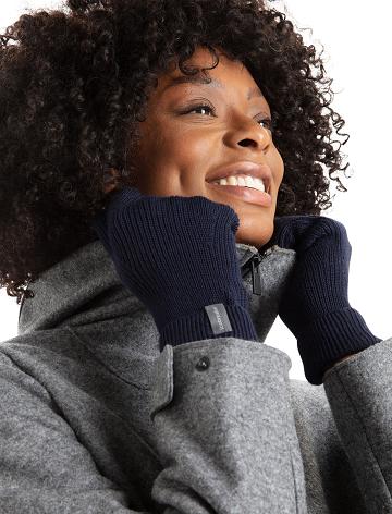 Midnight Navy Women's Icebreaker Unisex Merino Rixdorf Gloves | USA 1502CTVE